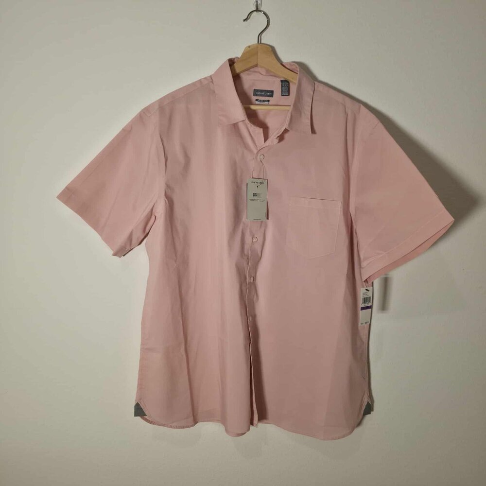 Men's Short Sleeve Button Down - Pink
